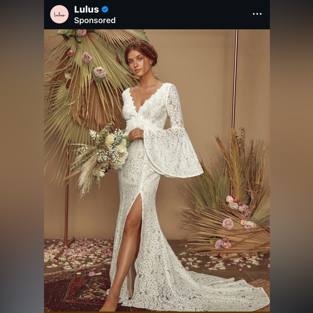 Lulus Duchess Ivory Lace Bell Sleeve Maxi Dress White - Size L